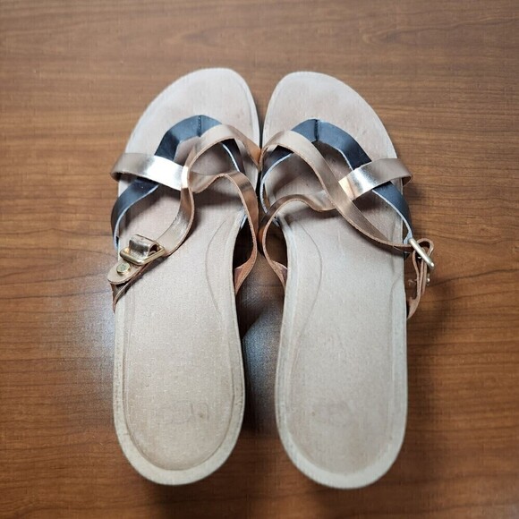 Stylish Women's Wedge Sandals - Bronze and Black - Picture 8 of 12